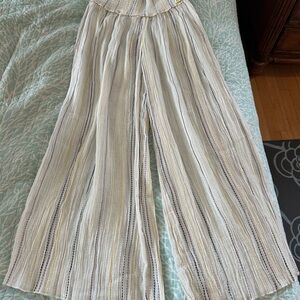 Surf Gypsy Cream and Gray Wide-Leg Pants